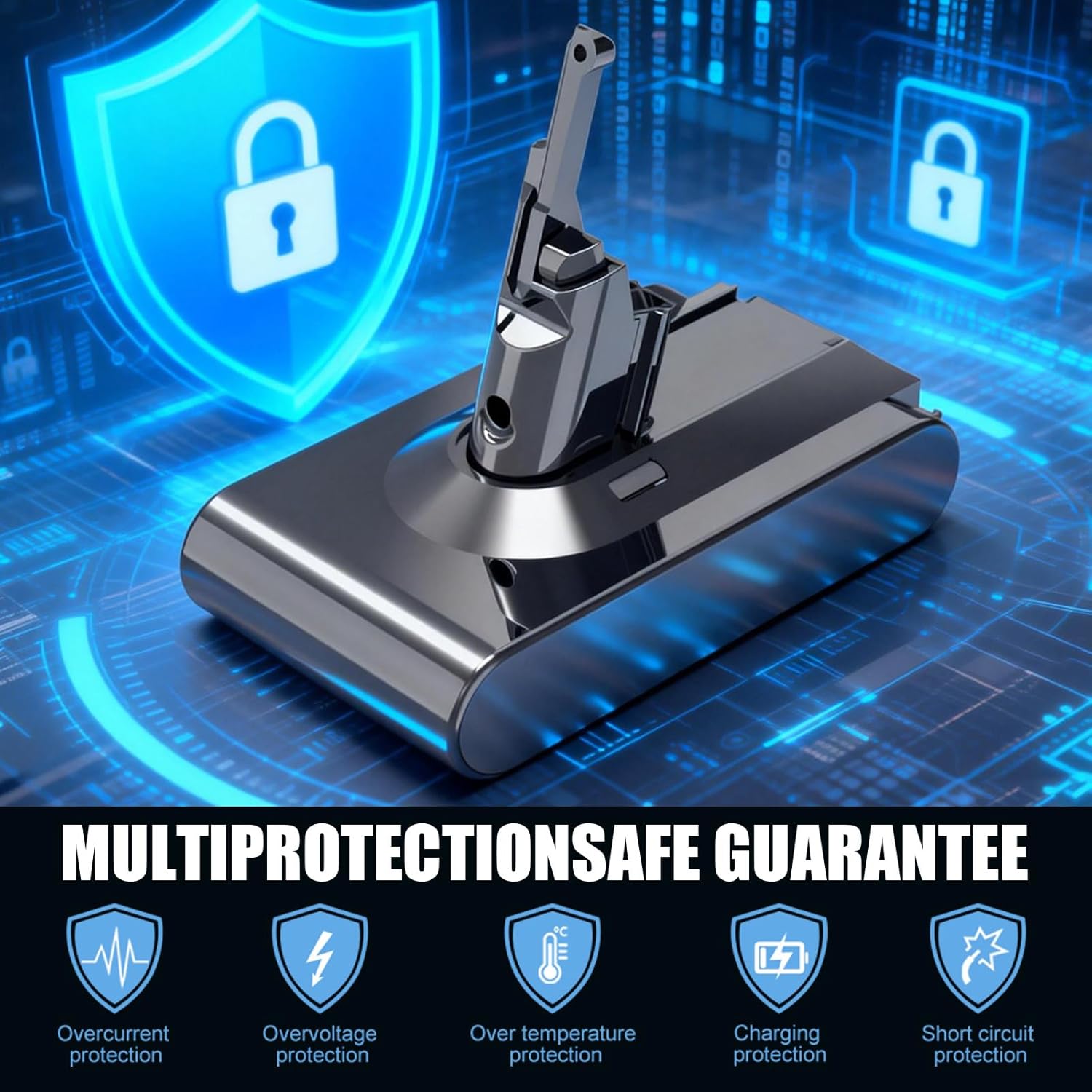 Upgraded 8000mAh SV10 Battery Compatible with Dyson V8 Battery Replacement for Dyson V8 Animal/Absolute/Motorhead/Fluffy/SV10 Series Cordless Vacuum, Includes 2 Filters