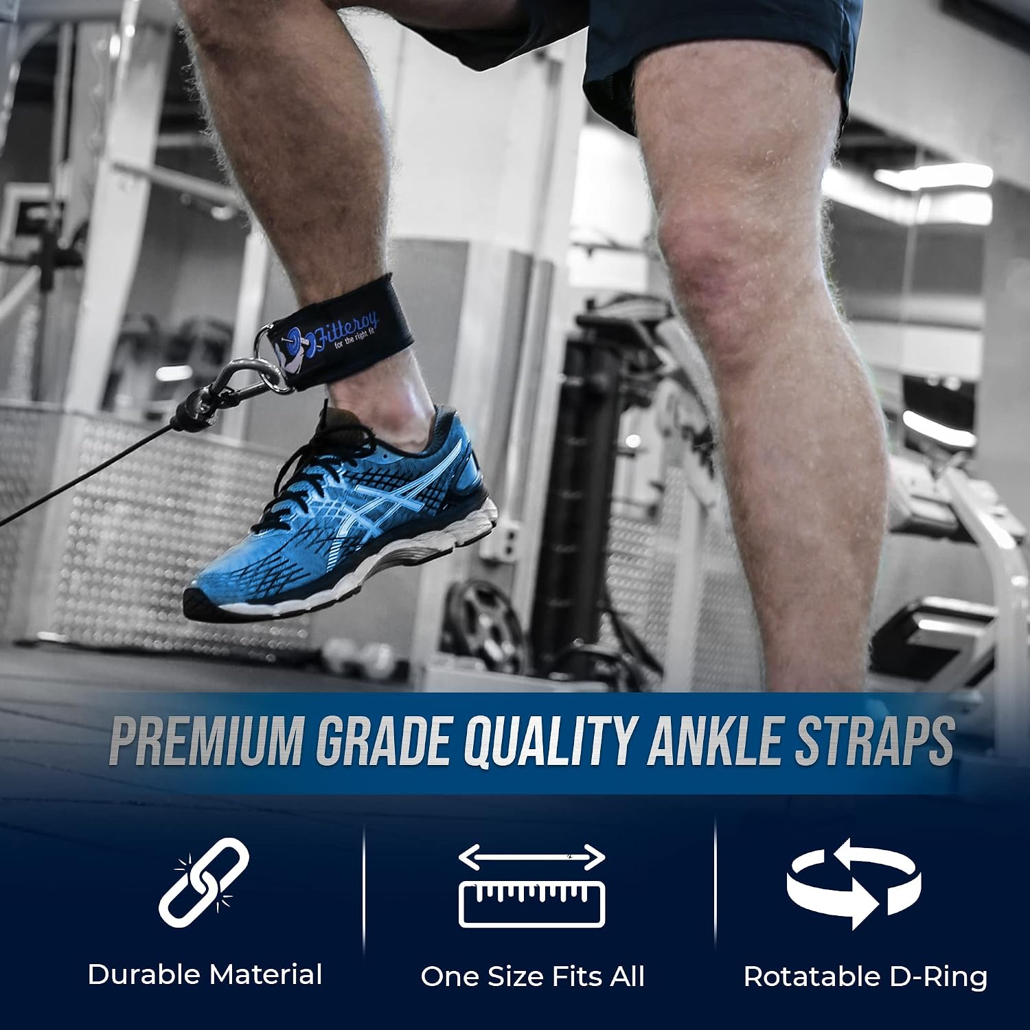 Fitteroy Heavy Duty Ankle Straps for Cable Machines Workout Equipment (Pair) Resistance Bands Attachment/Exercises, Strengthens and Tones Glutes and Hamstrings