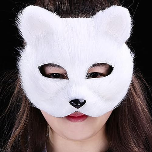 Miniatura 7 de Forssils Cola de zorro real, esponjosa, cola de zorro peludo, llavero de cola de zorro negro, rojo y blanco, juguete de cosplay para niños (máscara