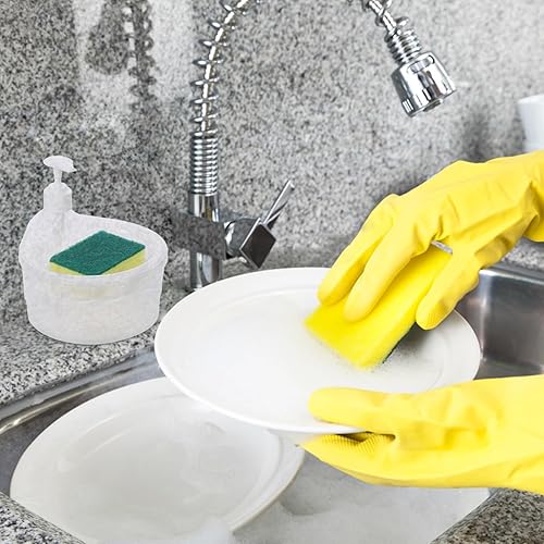 Miniatura 4 de Dispensador de jabón para platos para cocina, soporte de esponja, dispensador de jabón para lavar platos, utensilios de cocina 2 en 1, dispensador