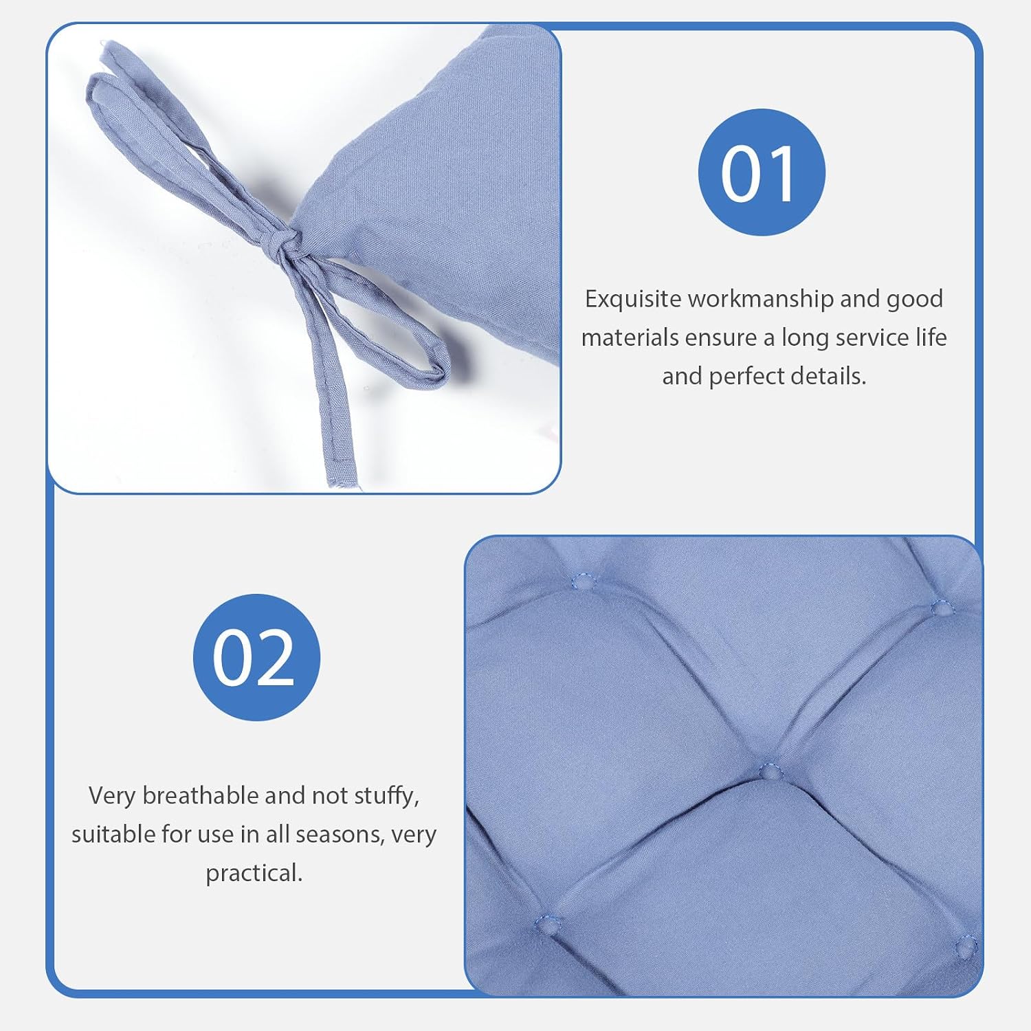 Portable Chair Cushion Thickened Soft Seat Pad for Outdoor Rocking Chair Home Use Blue