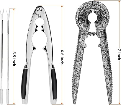 Nut Crackers Tools Pecan Cracker, Walnut Clip Heavy Duty Nutcracker With Non-Slip Handle Seafood Cracker Tool, Includes Nut Picks
