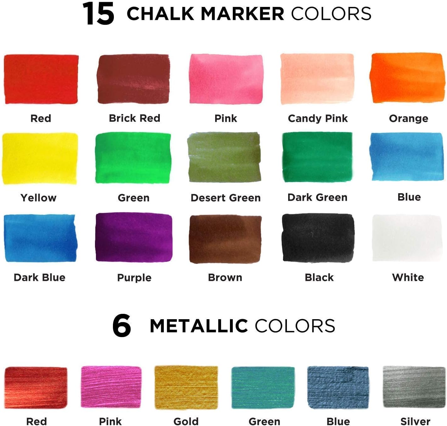 New Variety Bundle- 21 (Neon, Metallic) + 5 Orange Chalk Pens
