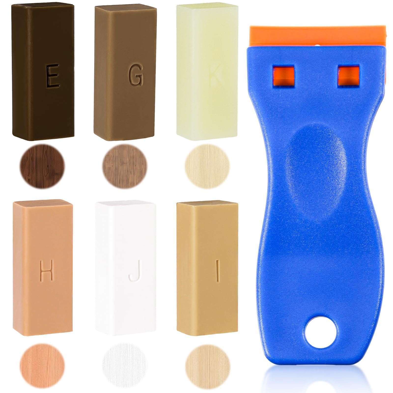 Set di riparazione per cera laminata, colore bianco, 6 colori, set di riparazione per laminato, cera dura, kit di riparazione per piastrelle, cera per legno, cera, mastice per legno, set di