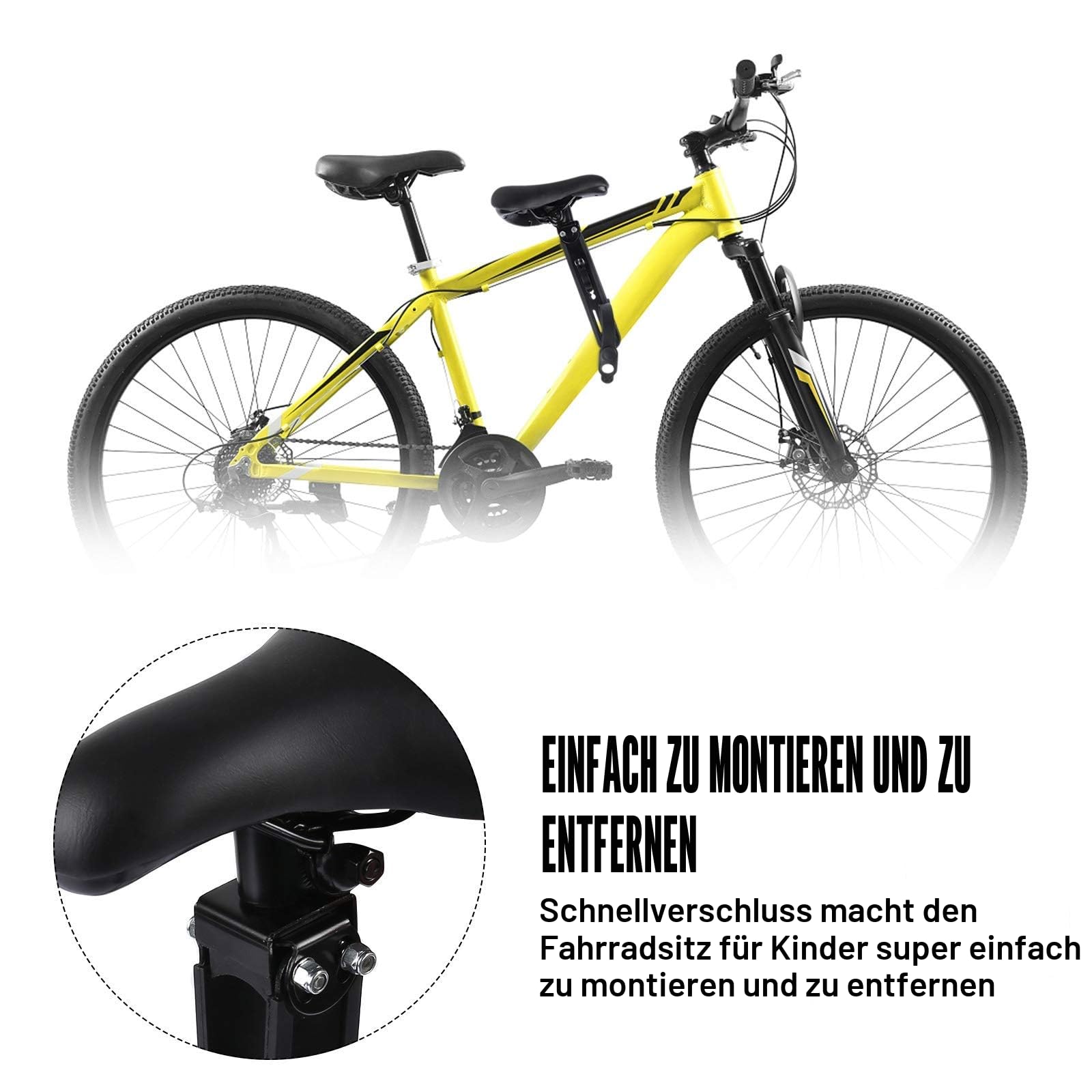 Fahrradsitz für Mountainbikes, abnehmbar, für Kinder von 2–5 Jahren, kompatibel mit allen Erwachsenen, MTB (Sitz und Griff)