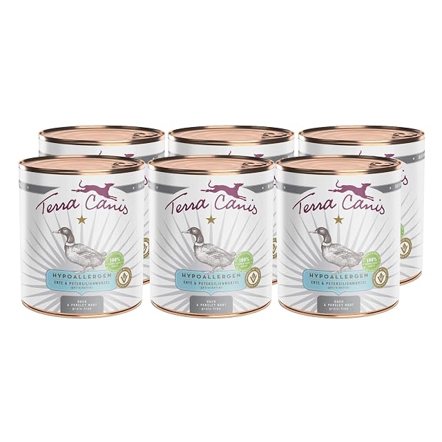 Terra Canis Pato, Comida húmeda hipoalergénica para Perros, 6x800g