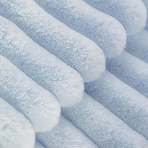 Miniatura 4 de Uhomy Juego de 2 fundas de almohada decorativas de felpa de pelo sintético a rayas, suaves fundas de cojín para sala de estar, sofá, dormitorio, 22