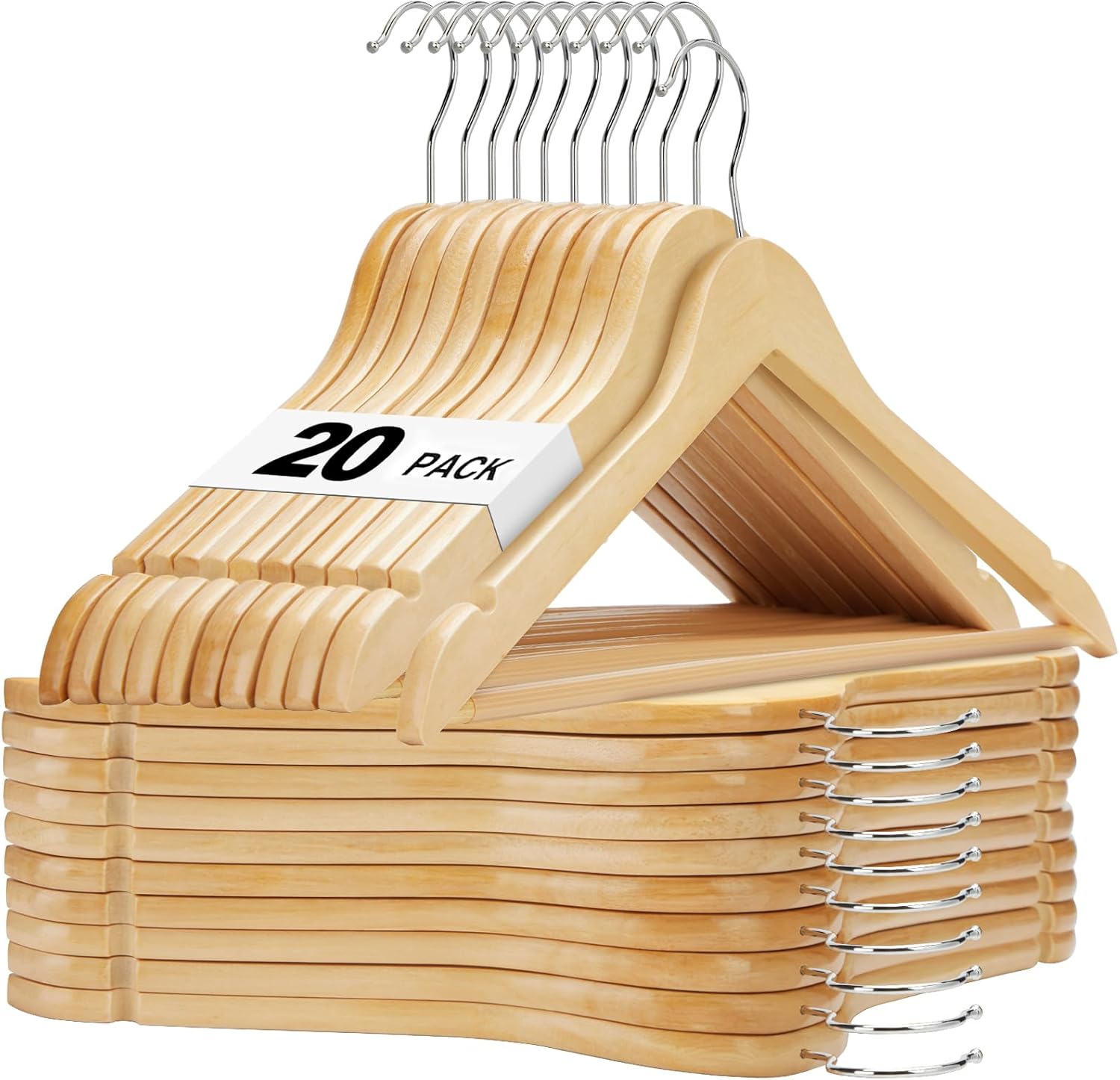 HOUSE DAY Wooden Hangers 20 Pack,...