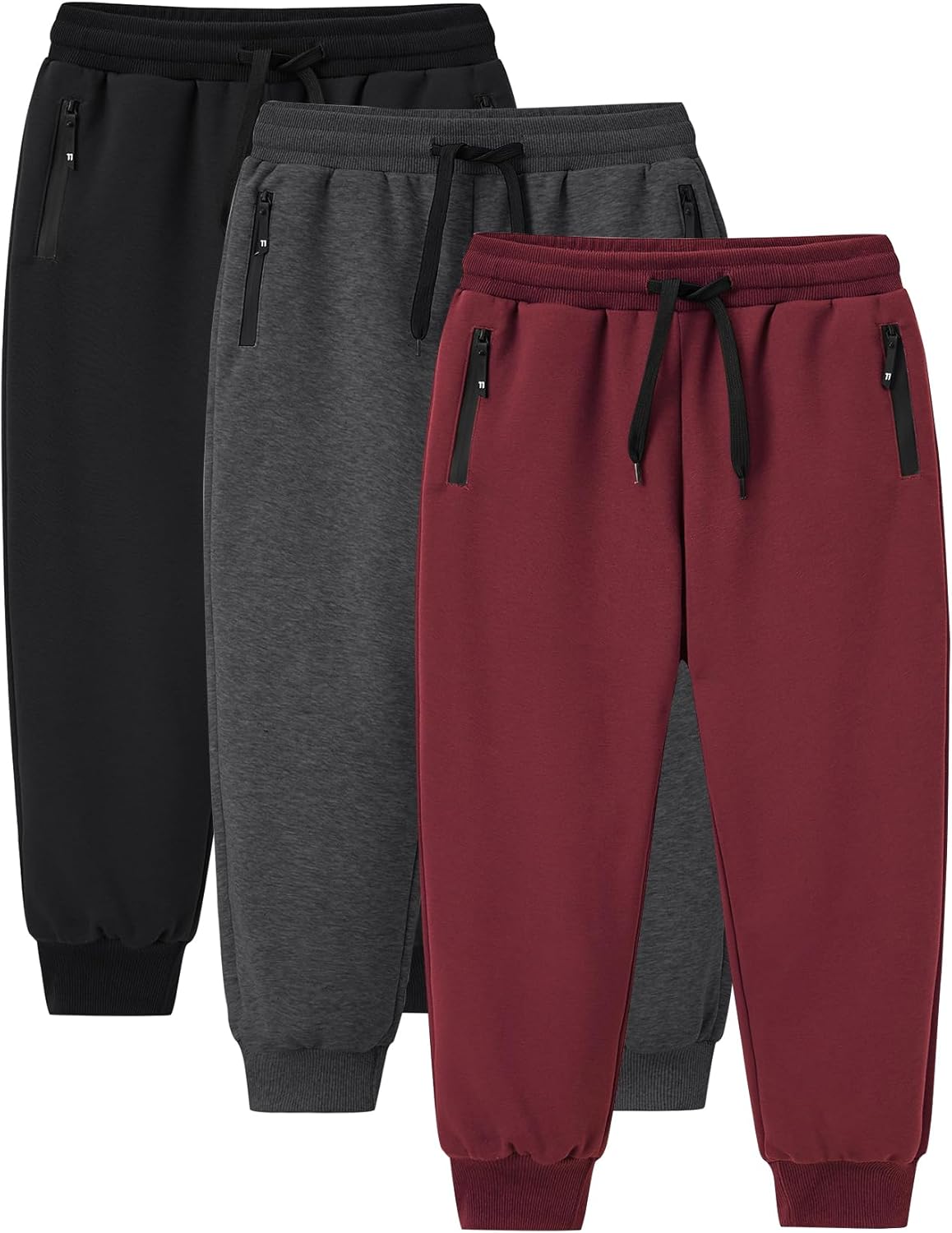 Gihuo Boys Sweatpants Athletic Workout Kids Joggers with Zipper Pocket Drawstring Active Casual Soft Jogging Sweat Pants