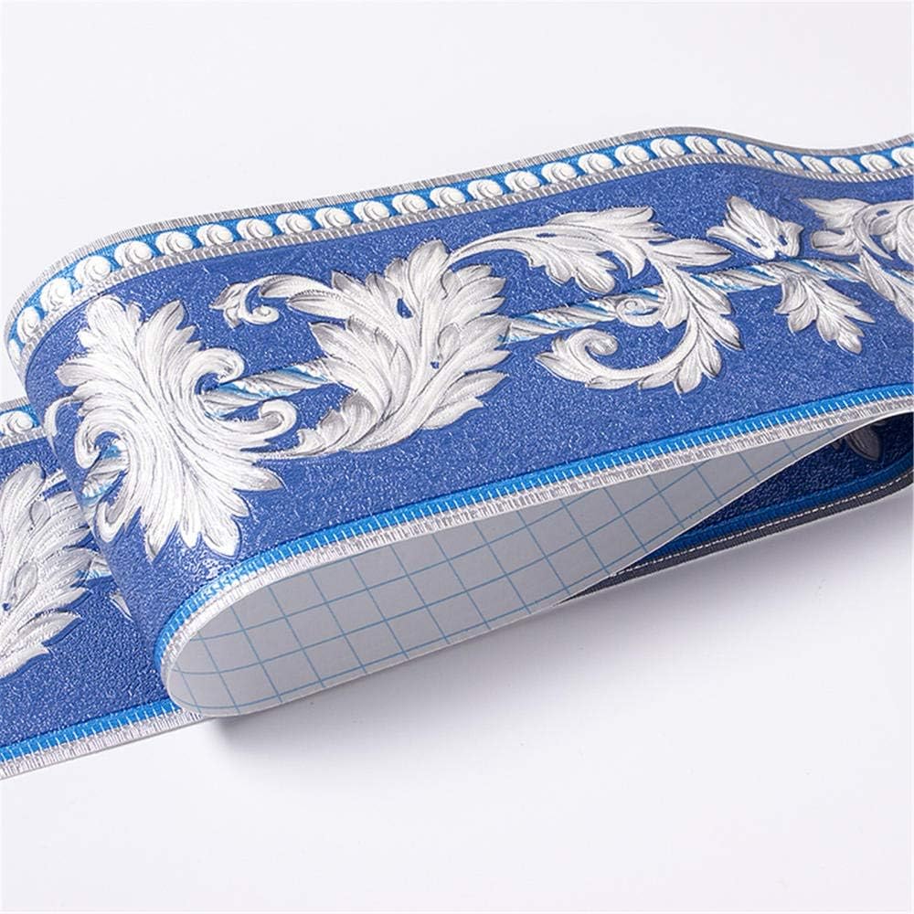 Wallpaper Border Peel and Stick Wall Border Sticker Home Ceiling Decorative Border for Bathroom Living Room Kitchen Blue Ranunculus Leaf 10.6cm X 500cm