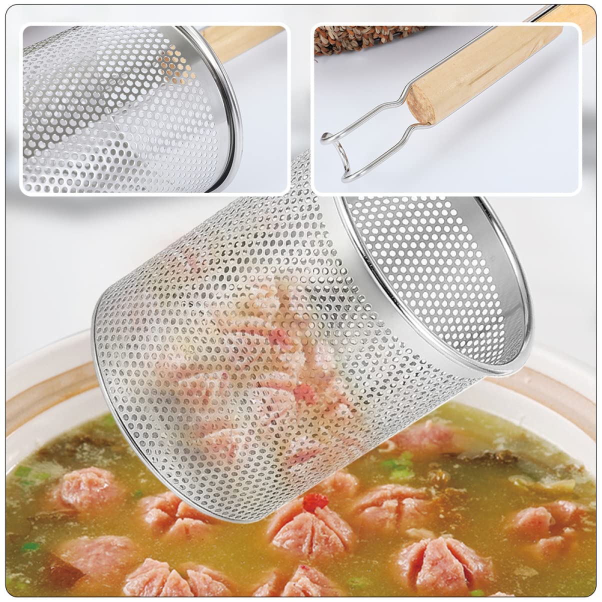 Naczynia kuchenne, sitka stalowe, sitka do pierogów, koszyki ze stali nierdzewnej, durszlak, sitko drewniane(18 cm)
