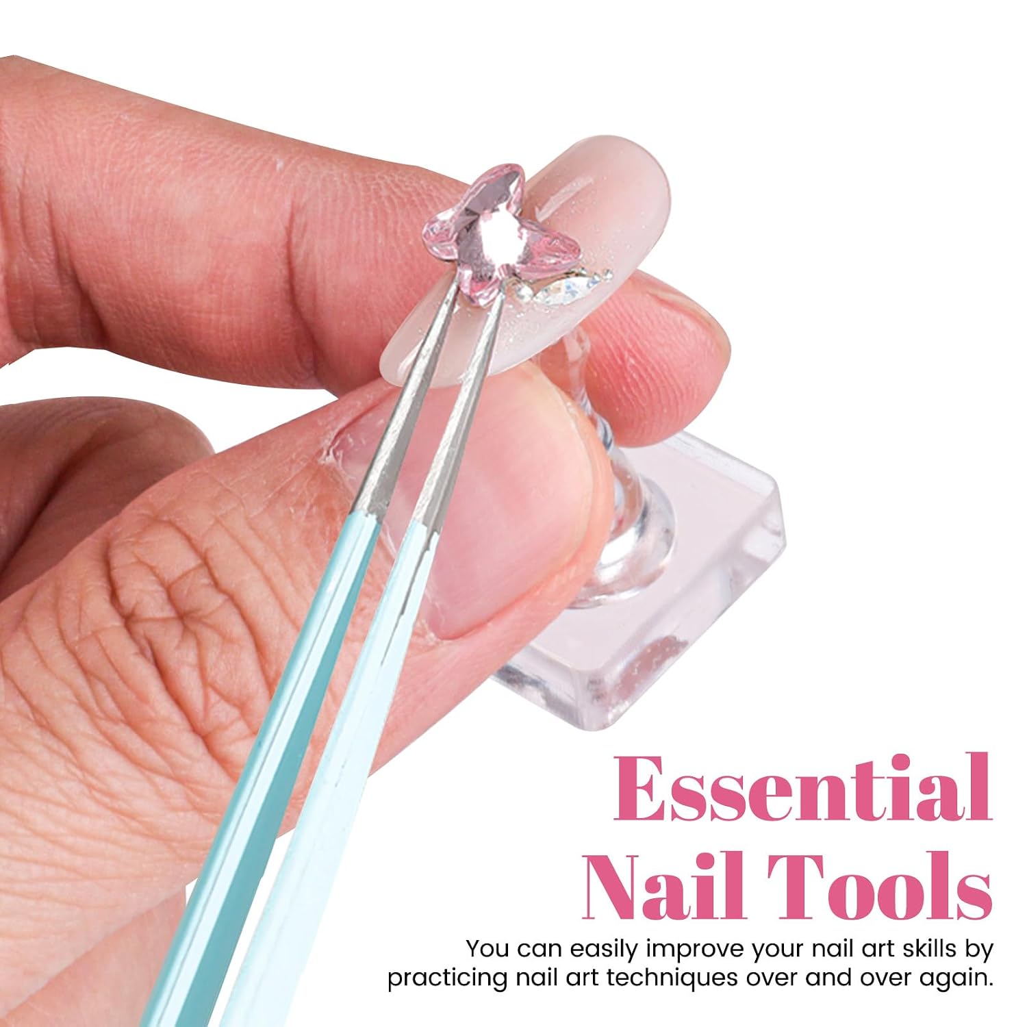 10 Pack Nail Stand for Press ons with 50 Pack Tape, Non-Magnetic and Detachable Nail Holder for Painting, Art, Display, Acrylic Fake Tip Practice Tool, Home, Salon