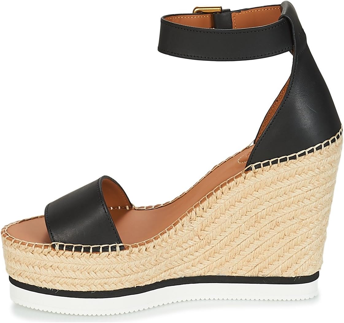 See by Chloe Women's Glyn High Heel Sandals Shoes Wedges Platform Black Leather 9