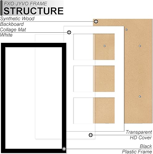 Miniatura 2 de Fxojyvo Juego de marcos para collage de fotos de 4 x 6, 6 unidades, para exhibir 3 collages de fotos de 4 x 6 o 8 x 14 sin marco, marco ligero y