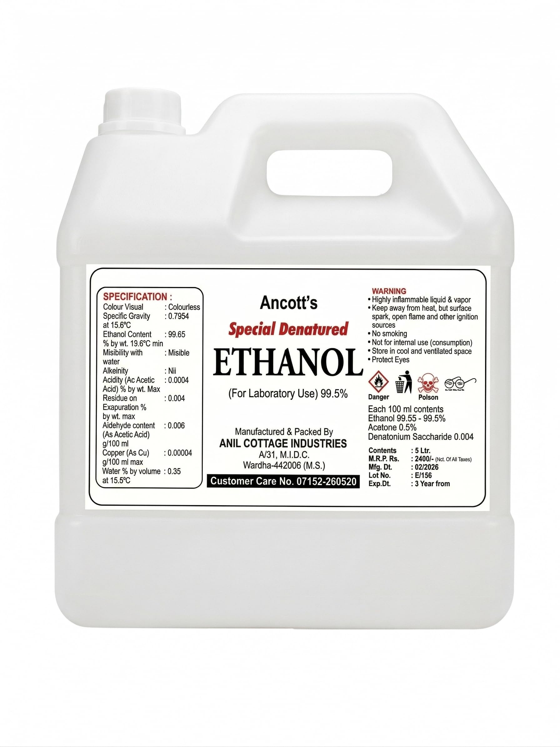 Special Denatured Ethanol 99.5% for Laboratory Use – High Purity Chemical Solvent & Perfume Grade Alcohol | Absolute EthAnol Liquid for Research, Cleaning & Formulation | 5 Ltr-picture-24