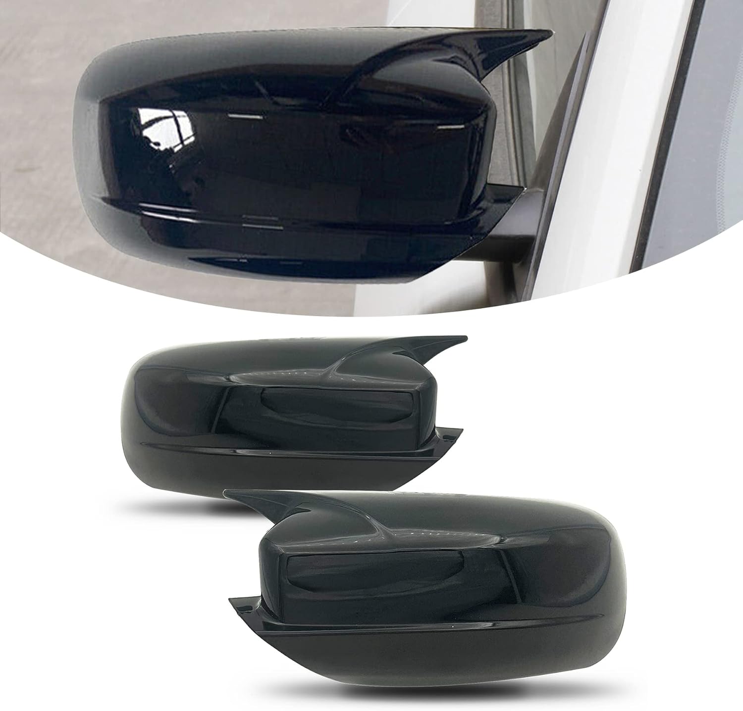 Door Side Mirror Covers Caps Fit for Dodge Charger 2011-2020 Fit for Chrysler 200 300 2011-2018 Left and Right Rearview Mirror Caps Cover (Glossy Black)
