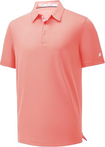 Mens Polo Shirts Short Sleeve Casual Solid Stylish Dry Fit Performance Collared Golf Polo Shirts for Men