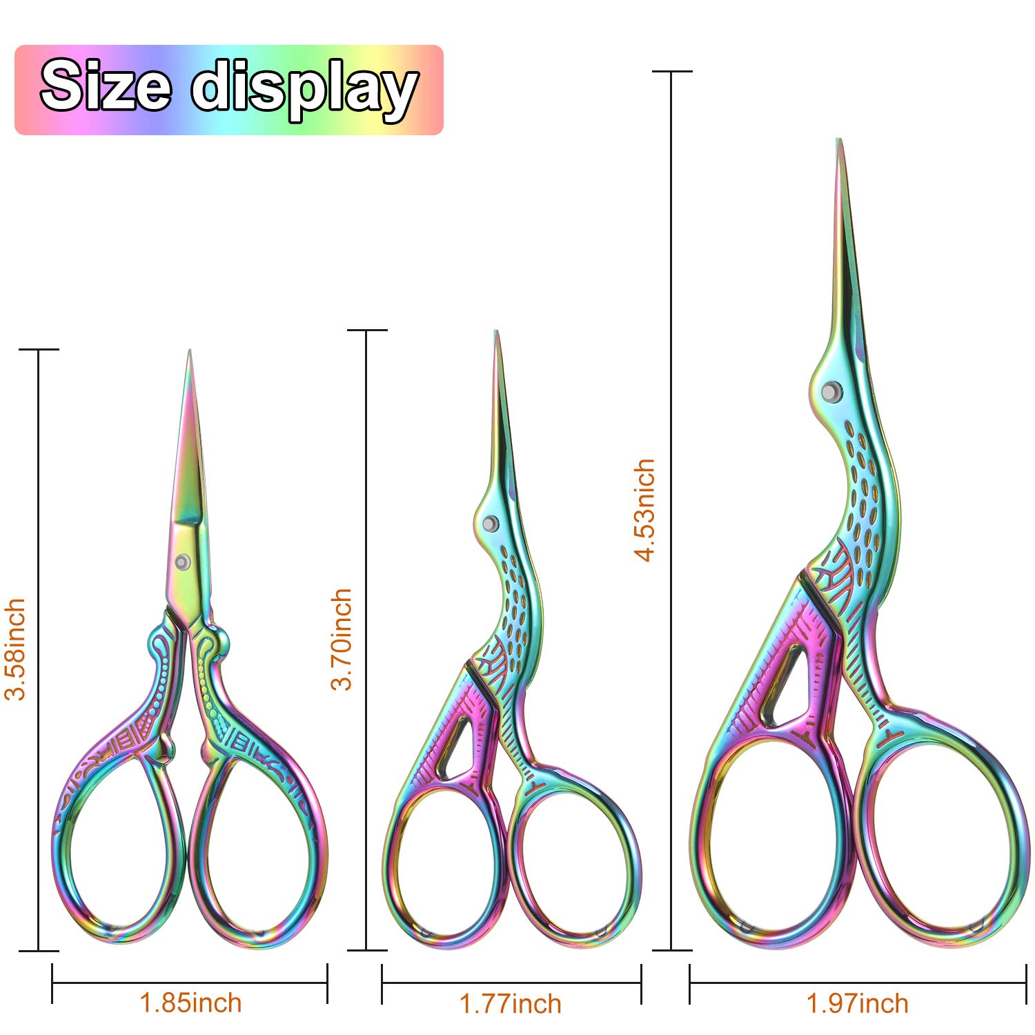 3-Piece Stork Stainless Steel Crane Design Sewing Scissors - Embroidery, Tailor & Dressmaker Shears for Sewing, Craft & Everyday Use