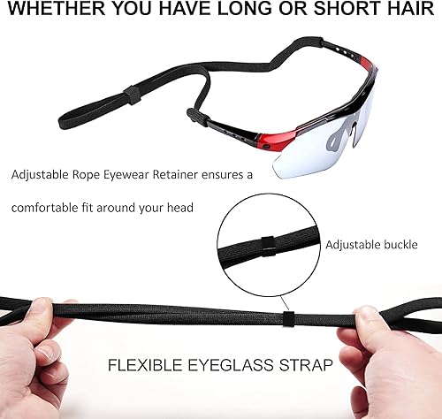 Miniatura 3 de Correa de soporte para lentes  3 estilos de correa para gafas deportivas  Cordón ajustable y elegante para gafas de sol y lentes