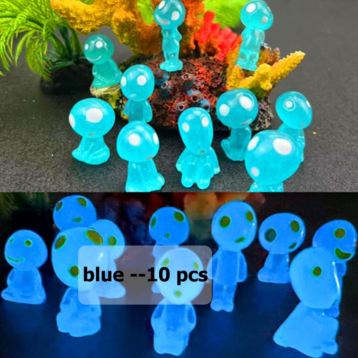 KARLOR Pack of 20 Luminous Alien Figures - Glow Elves & Forest Spirits Funny Sculptures for Table Children's Room & Aquarium Decoration - Image 3