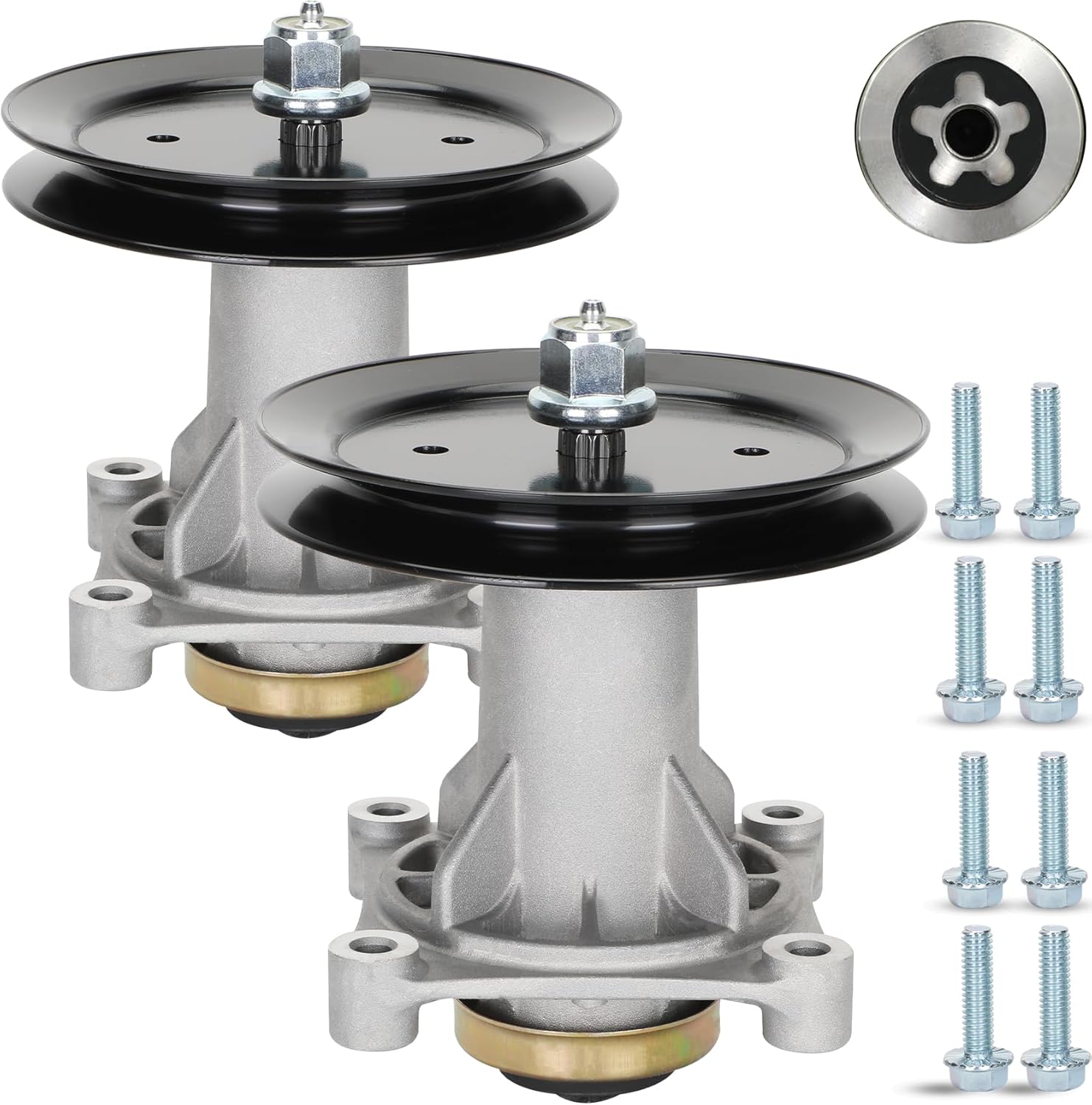 187292 Spindle Assembly 187292 187281 192870 532187292 532187281 532192870 Spindle Assembly with 195945 Pulley for Husqvarna 42" 46" 48" 54" Mower Deck Ariens 21546238 21546299 Husqvarna 532187281 2pc