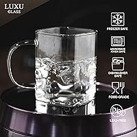 Vista 2 de LUXU Vasos para beber de 8 onzas con asa, juego de 4 vasos cuadrados delgados, elegantes vasos de bar para agua, jugo, cerveza, bebidas, cócteles