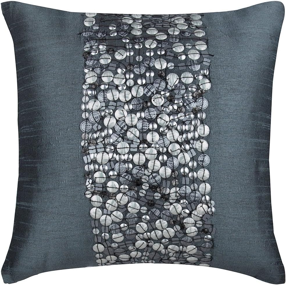 The HomeCentric Brown Pillow Shams, 3D Turquoise Sequins Pillow Shams, Pack of 2, 24x24 inch (60x60 cm) Pillow Sham, Square Silk Pillow Sham, Pillow Shams, Modern, Circles & Dots Easter - Cocoa & Turq