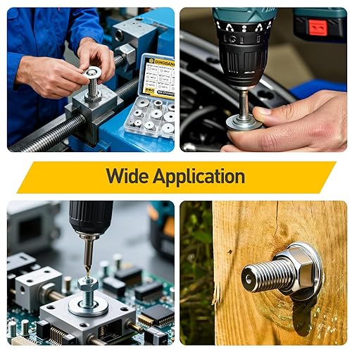 Miniatura 6 de DINGBANG Kit surtido de arandelas de guardabarros de acero inoxidable M3-M12, 15 tamaños métricos, 260 arandelas grandes de acero inoxidable para