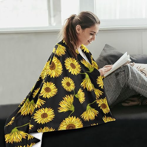 Miniatura 5 de Autumn Sunflowers Sofa Throw Blanket Lightweight Cozy All Season Use Flannel Blanket 60"x90" for Picnic Travel Bed Camping Adults Kids Plush Blanket