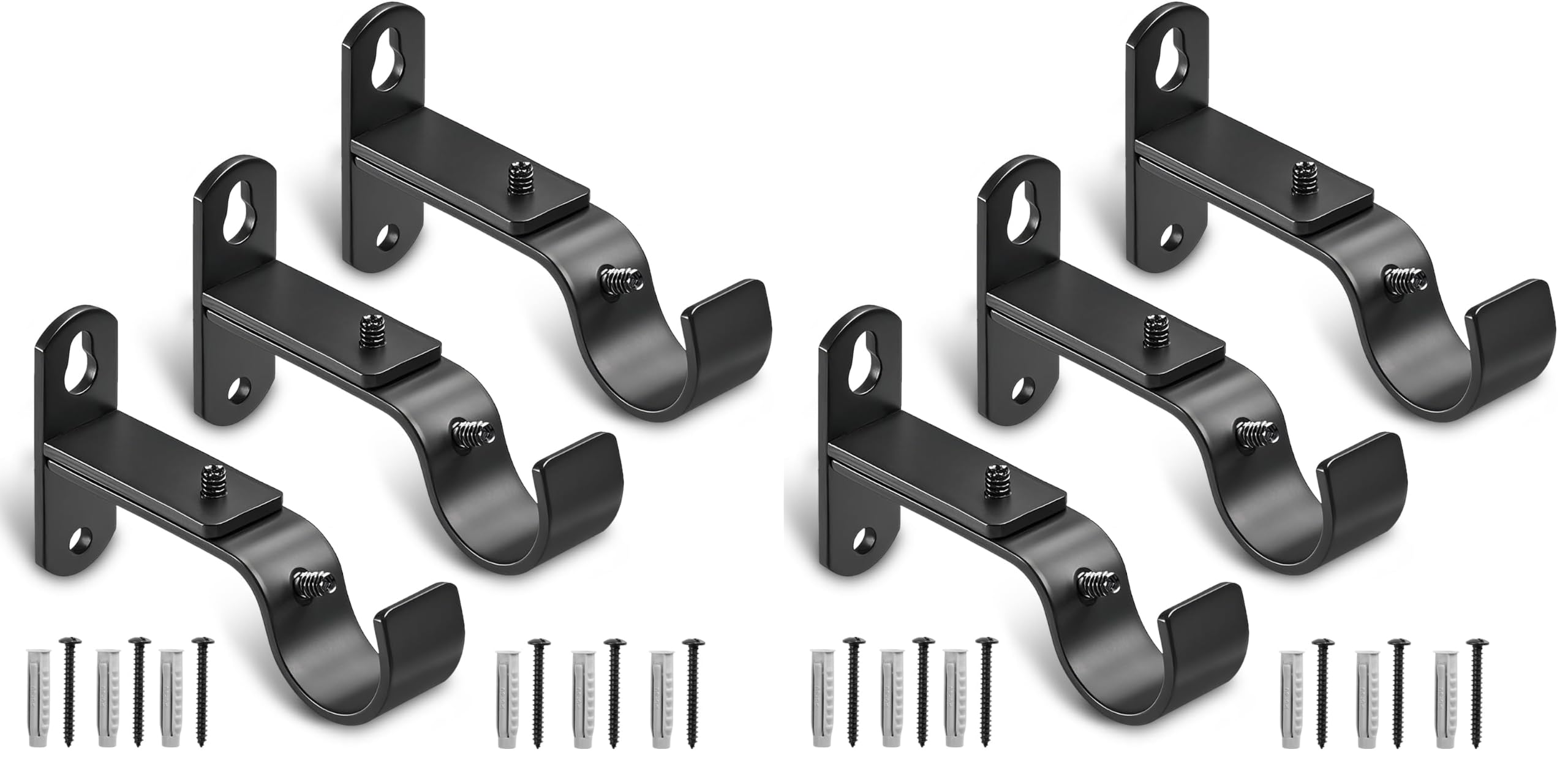 Curtain Rod Brackets - 3 Pack, Black -13