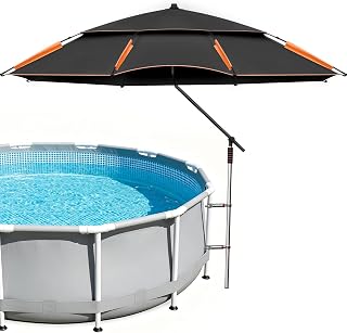 7FT Above Ground Pool Umbrella Adjustable Pool Shade with Tilt Design, Heavy Duty Outdoor Umbrella for Above Ground Pool, Pool Umbrella for Inside of Pool with Wind Stakes & Storage Bag