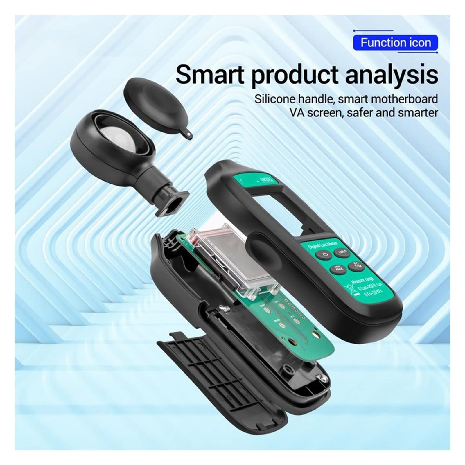 Luxómetro Portátil, Medidor de iluminancia, medidor de iluminancia digital, medidor de iluminación de mano, instrumento de medición de temperatura ambiente de mano, para interiores y exteriores