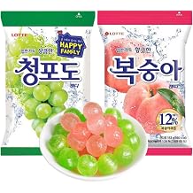 SntCrave Korean Fruit Sweets with Real Juice   Green Grape & White Peach Flavour, Individually Wrapped, 0% Fat, 2 Packs 153g Each, Total 306g   Perfect for Office, Picnic, Travel