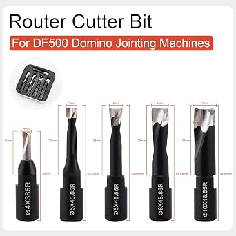 Domino Cutter Solid Carbide Bit for Domino Jointing Machines Solid Carbide Cutter Set Includes 5 Bits with Diameters of 4mm,5mm,6mm,8mm and 10mm, 5Pcs