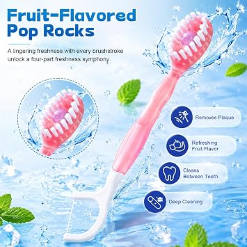 Pack of 26 Mini Toothbrushes 5-in-1 Disposable Toothbrushes with Toothpaste Dental Floss Toothpick Tongue Scraper Travel Toothbrush Individually Packed Travel Toothbrushes Soft for On the