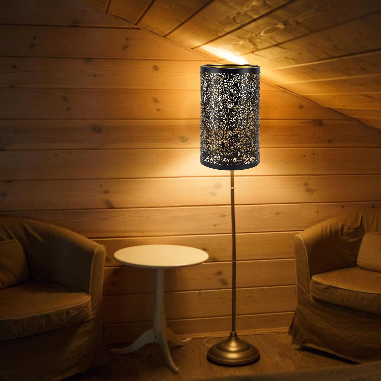 Paralumi per Lampade da Tavolo: TOATELU Moderno Francese Intaglio Floreale Design Coprilampada, Paralume in Metallo Cavo Paralume Cilindro in Ferro per Lampadine E27 E26