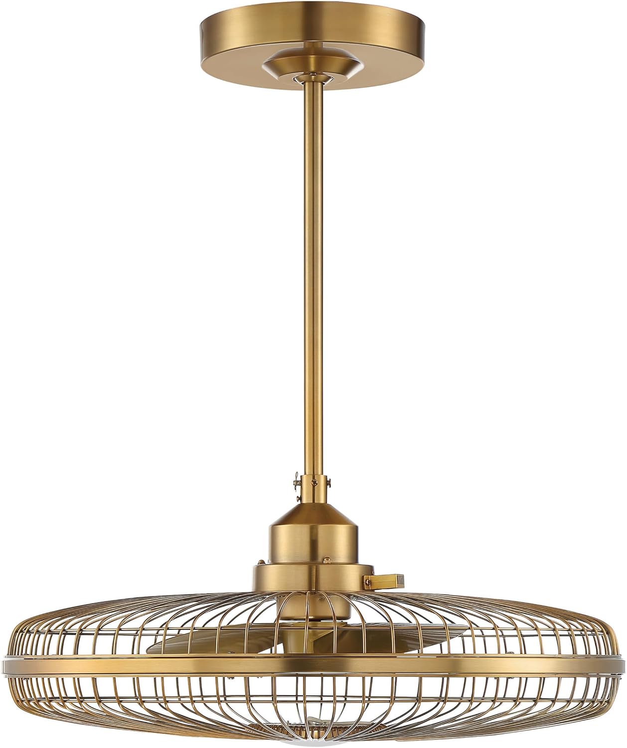 Savoy House 29-FD-122-322 Wetherby Industrial Caged Fandelier Ceiling Fan with Remote, Integrated LED 1-Light 12.5 Watt, 16" H x 26" W, Warm Brass