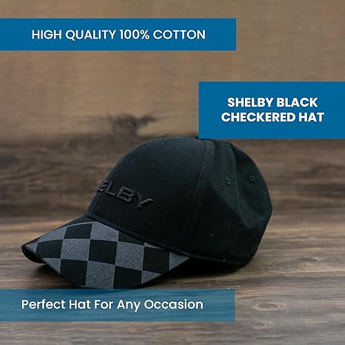 Miniatura 3 de Shelby - Sombrero de ala a cuadros negro sobre negro | Producto Shelby® con licencia oficial | Ajustable, talla única | Cierre de cinta de velcro,