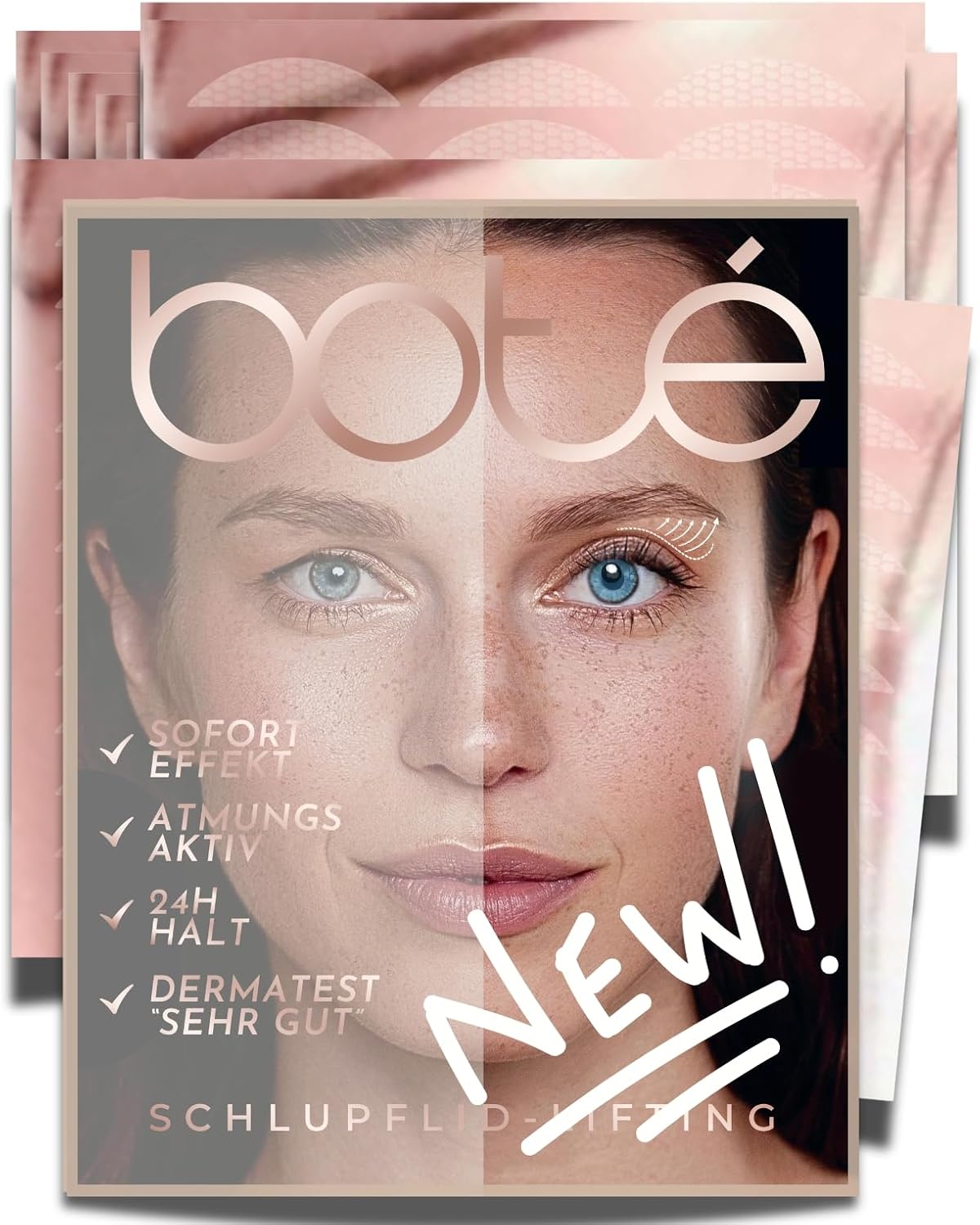 BOTÉ 288 slipoogledstrepen onzichtbaar en ademend (XXL) – oogverstevigingsstrips voor stralende ogen – oogstickers tegen slipoogleden – slipooglid strepen – Dermatest “zeer goed” – nieuwe maten