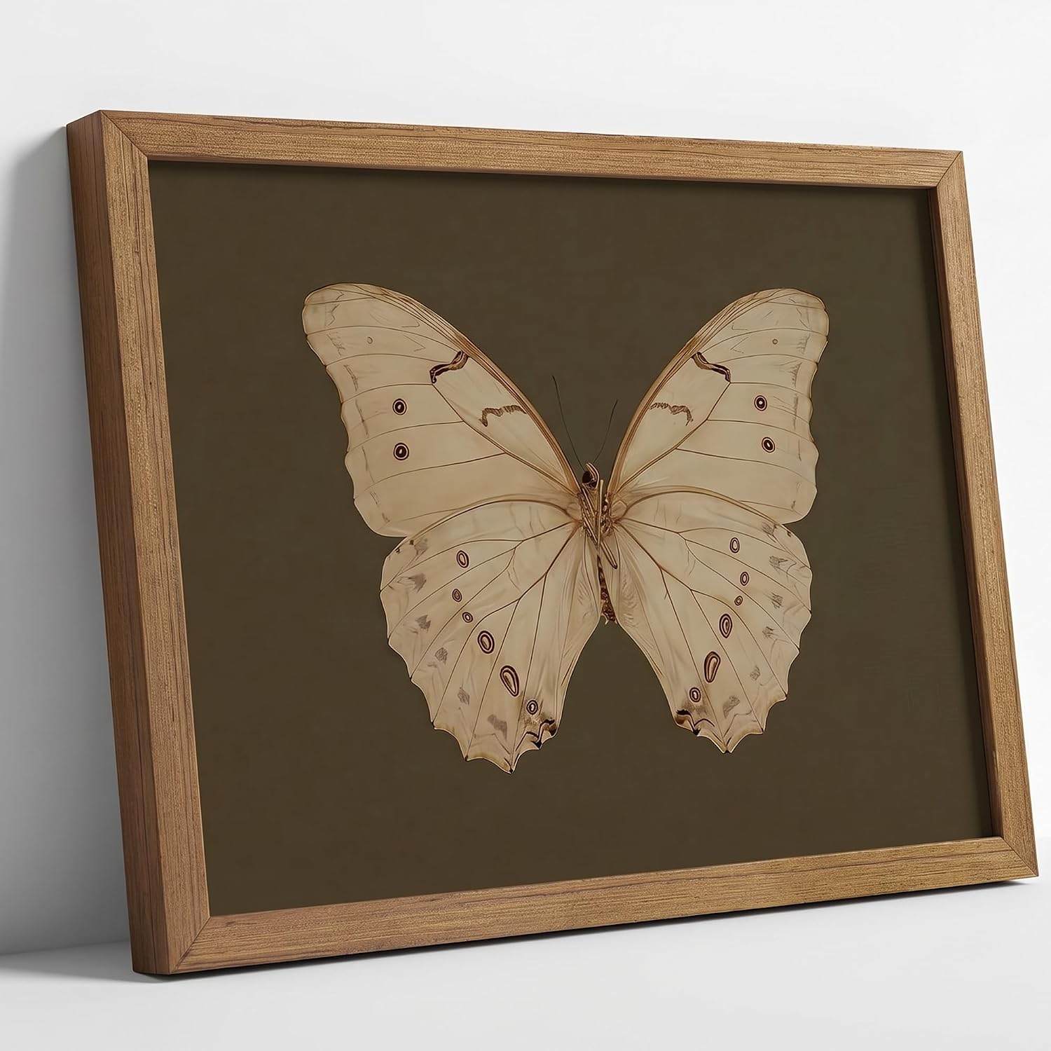 DGBQMK Vintage Butterfly Wall Art, Rustic Insect Print Framed Canvas Poster, Dark Academia Room Decor, Solid Black Wood Frame, Ready to Hang for Living Room Bedroom Office 12x16 inch