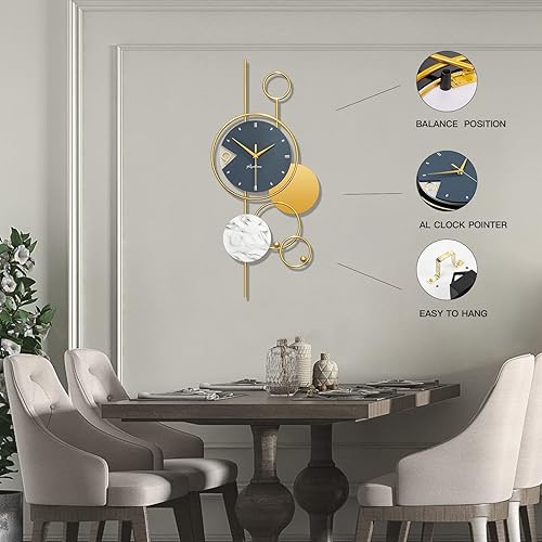 Miniatura 4 de Relojes de pared grandes para decoración de sala de estar, reloj de pared grande y moderno, funciona con pilas, silencioso, sin tictac