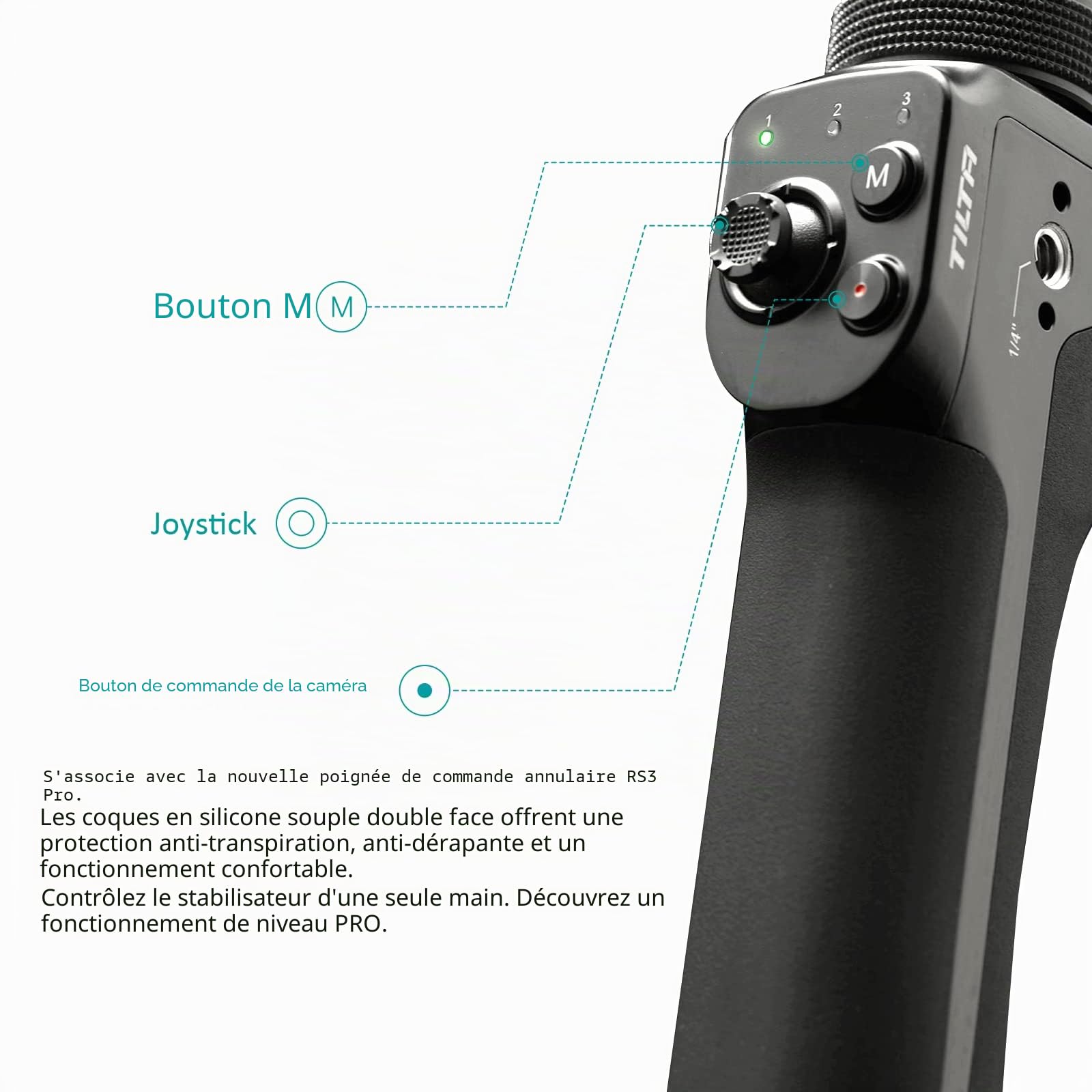 Tilta Kit de Contrôle RS5 Basic Ring Grip Plus Compatible avec Les Cardans DJI RS5/RS4/RS4 Pro/RS3 Pro/RS2, Double Poignée Annulaire avec Poignée de Commande à Distance TGA-PRG2