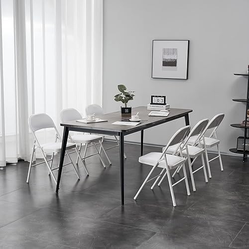 Miniatura 7 de Simpli-Magic Paquete de 6 sillas plegables acolchadas blancas con cojín, sillas plegables de metal duradero para bodas en interiores y exteriores,