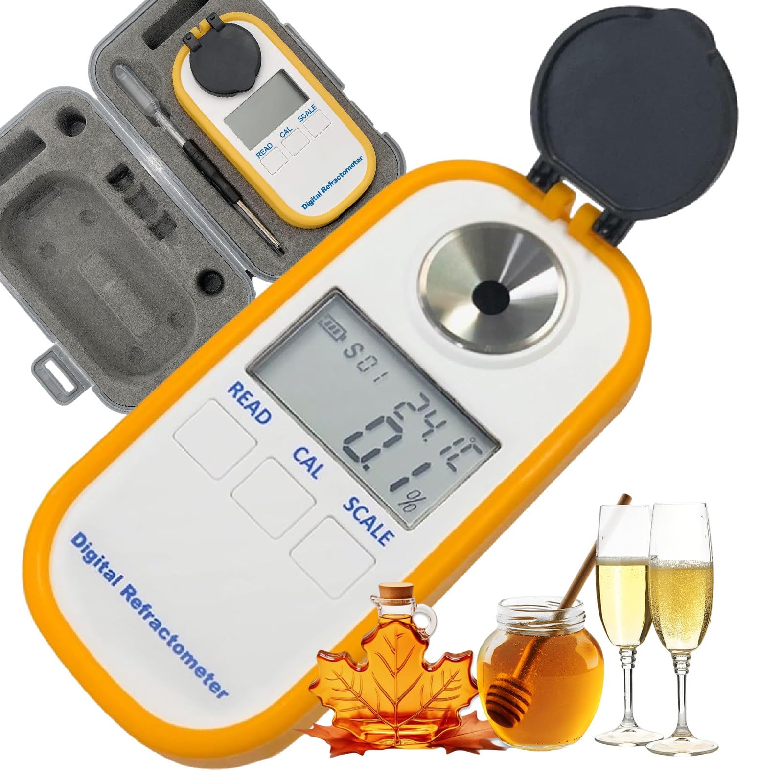 Rifrattometro tascabile digitale, metro a Brix digitale, rifrattometro a zucchero portatile, succhi di frutta, bevande, birra, vino, tester Brix per miele
