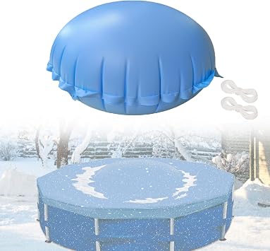 4x4 Ft Pool Air Pillow Heavy Duty Winterizing Ice Compensator with Reinforced Valve & Ropes, Protects Above Ground Pool & Cover During Winter