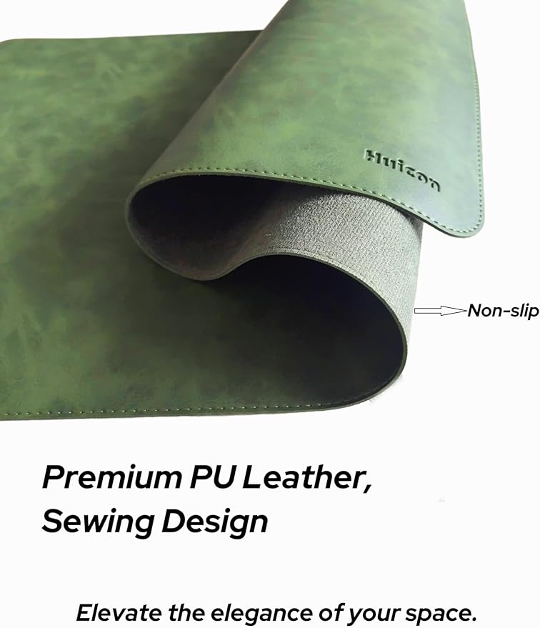 Alfombrilla de Escritorio de Cuero PU 80x40 cm, Antideslizante, Color Verde Retro miniatura 5