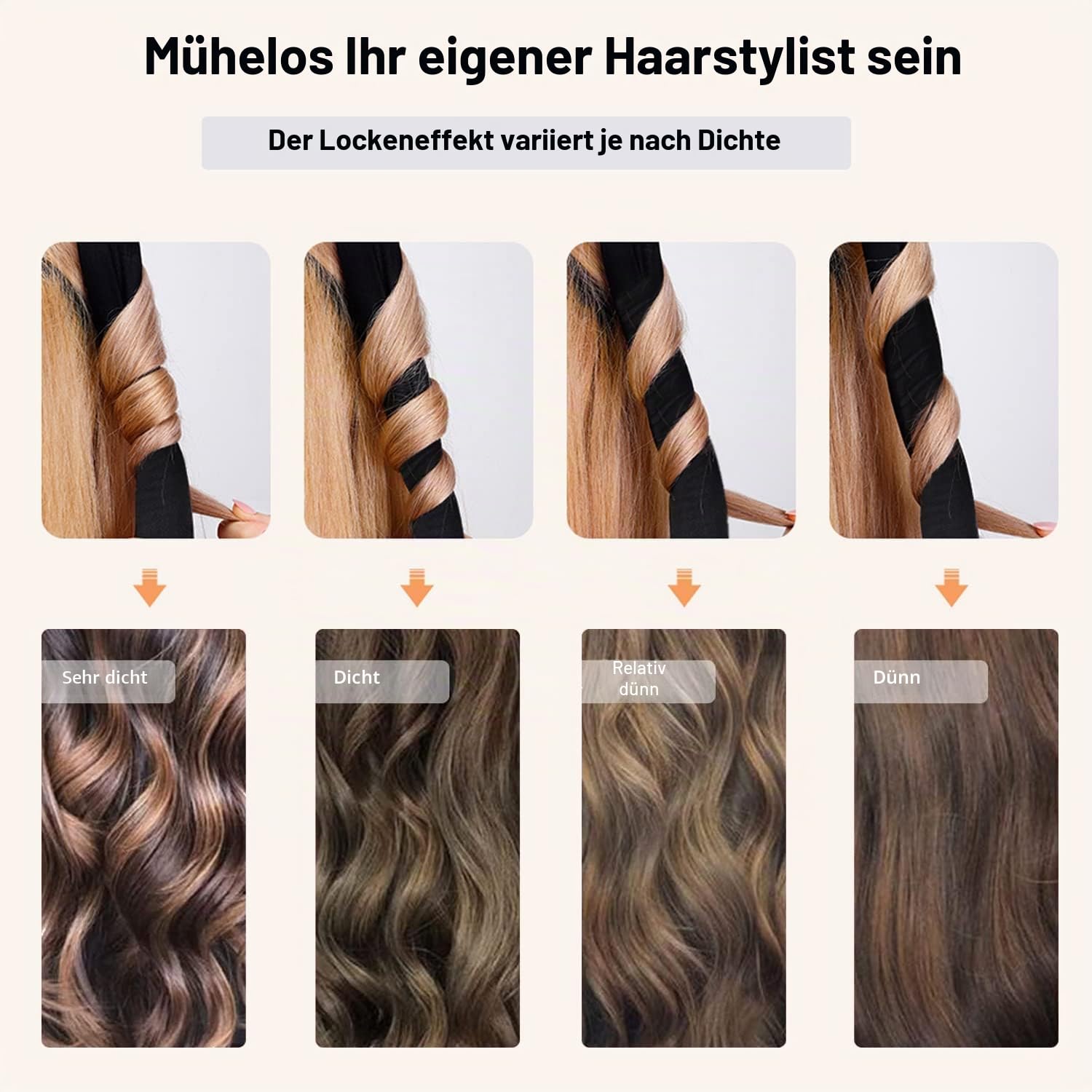 CORATED Curling Rod Headband, No Heat Curlers to Sleep In, Silk Ribbon for Long Hair, Champagne Colour