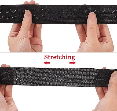 Miniatura 4 de BENECREAT Banda elástica de silicona antideslizante de 1.5 pulgadas de ancho y 6 yardas para proyectos de costura de ropa, color negro
