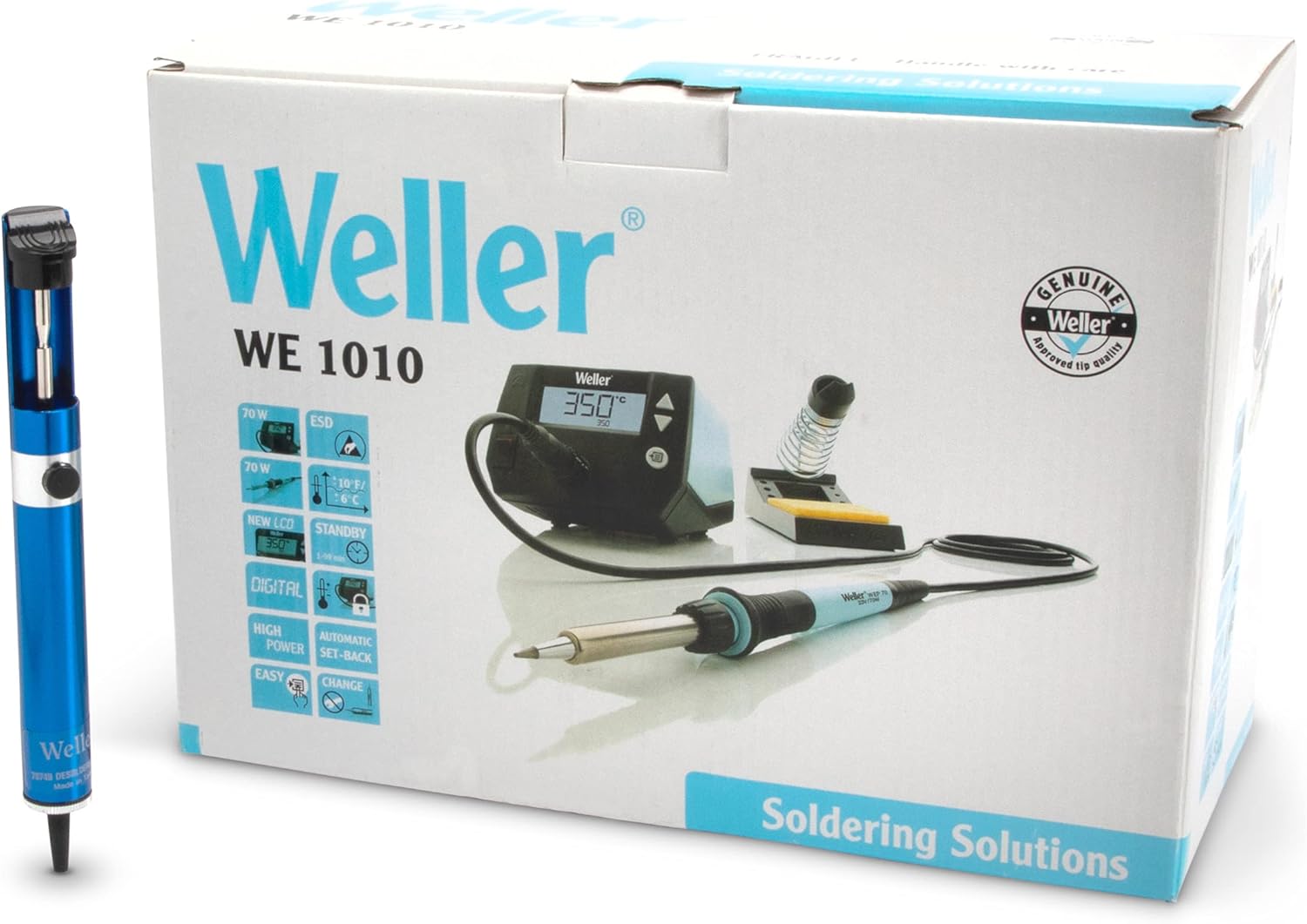 Weller WE1010NA Digital Soldering Station with Weller 7874B Manual ESD-Safe Desoldering Pump with Aluminum Body