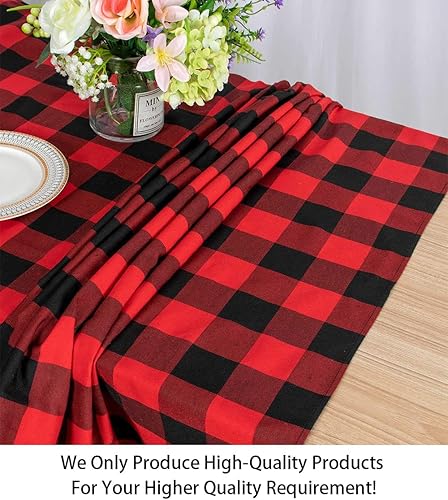 Miniatura 29 de Camino de mesa a cuadros de búfalo de 13 x 72 pulgadas, camino de mesa de Navidad a cuadros rojos y negros, camino de mesa a cuadros para cenas
